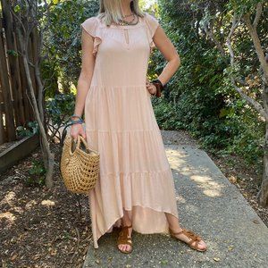 Flutter Sleeve Maxi Dress with Lining